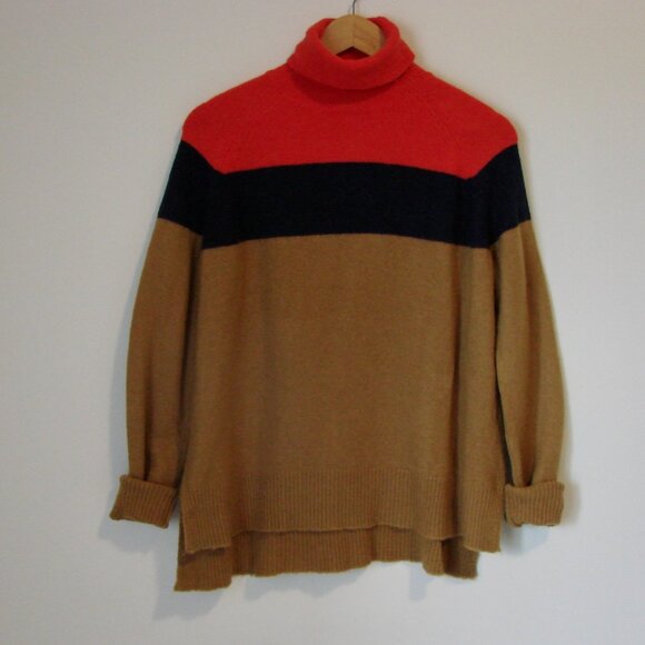 J. Crew Red, Navy, and Tan Turtleneck Sweater US M - Picture 5 of 14
